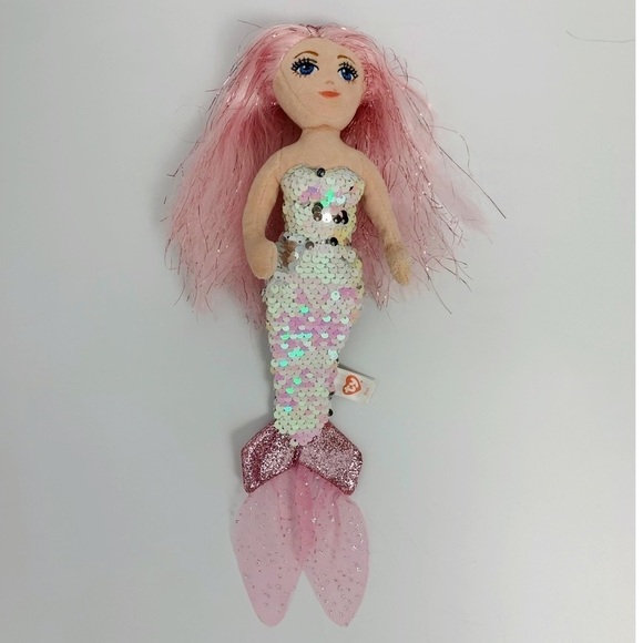 Ty Cora the Aqua Sequin Mermaid Soft Doll - Picture 1 of 12